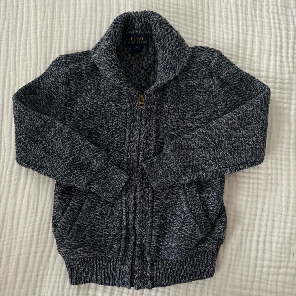Polo by Ralph Lauren Blue and Gray Knit Sweater